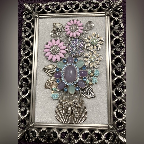 Other - FRAMED JEWELRY ART COLLAGE UNIQUE HOME DECOR HANDMADE UNIQUE OOAK GIFT 🎁